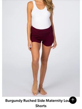 Pinkblush - Burgundy Ruched Side Maternity Lounge Shorts, Women, Size Small